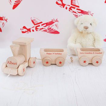 Personalised Birthday Wooden Train Set, 4 of 5