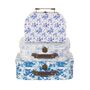 Blue And White Floral Set Of Three Mini Suitcases, thumbnail 3 of 6