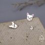 French Bulldog Stud Earrings In Sterling Silver, thumbnail 5 of 12