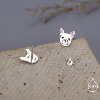 French Bulldog Stud Earrings In Sterling Silver, 5 of 12