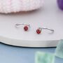Tiny Garnet Red Cz Huggie Hoop Earrings, thumbnail 6 of 10