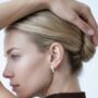Shikaku Three Stone Huggie Hoop Earrings, thumbnail 3 of 5