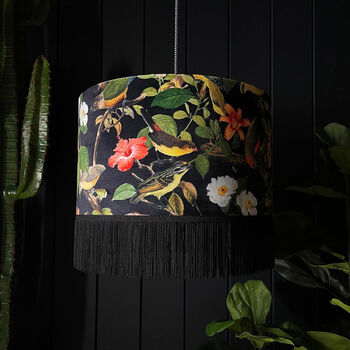 Shadow Caller Lampshade With Gold Lining And Fringing, 5 of 11