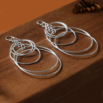 Sterling Silver Cascada Dangly Earrings, 2 of 4