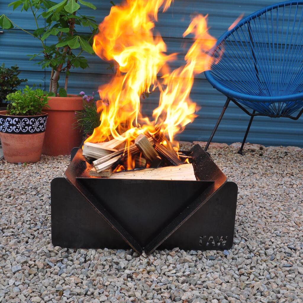 Contemporary Raw Steel Flat Pack Fire, Flat Fire Pit
