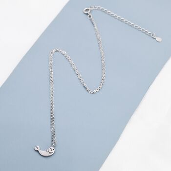 Sterling Silver Cute Seal Pendant Necklace, 4 of 9