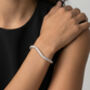 Nami 925 Sterling Silver Plated Cz Stone Wave Bangle, thumbnail 2 of 5