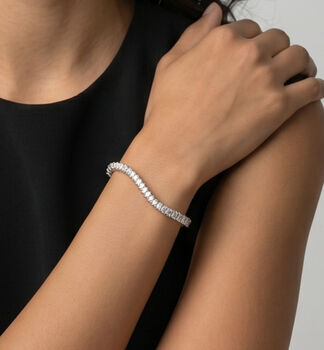 Nami 925 Sterling Silver Plated Cz Stone Wave Bangle, 2 of 5