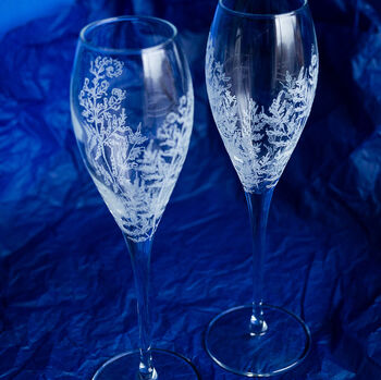Personalised Champagne Flute With Fern Engraving, 4 of 4