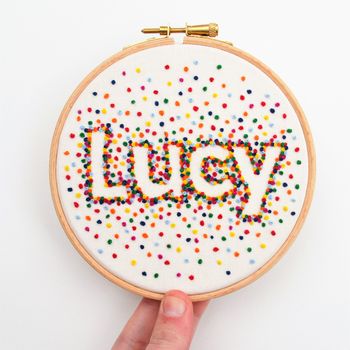 Personalised Rainbow Name Hand Embroidery Art, 2 of 4