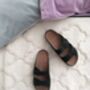 Leather Sandals With Memory Foam Insole In Black, thumbnail 8 of 9