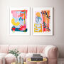 Colourful Abstract Leaf Print Set – Vibrant Modern Wall Art Trio, thumbnail 5 of 12