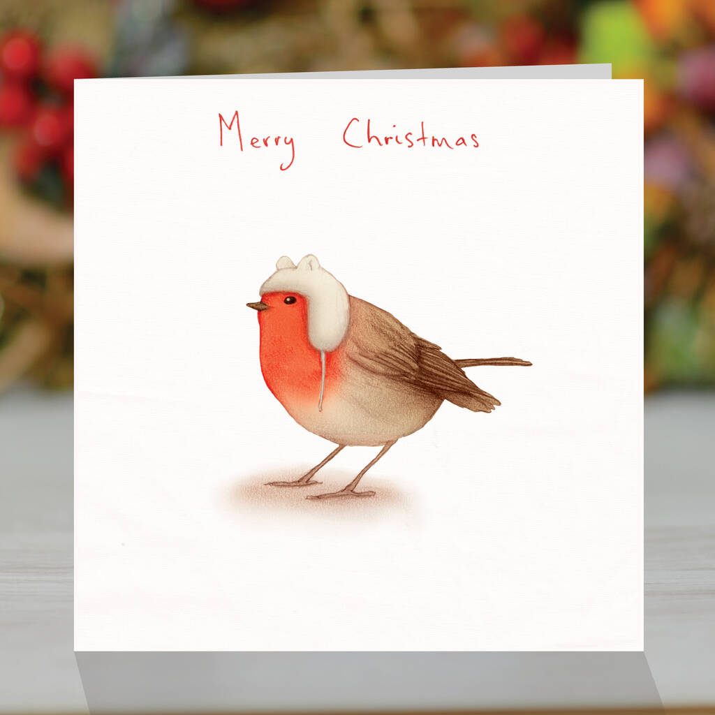 Snow Bear Robin Christmas Card