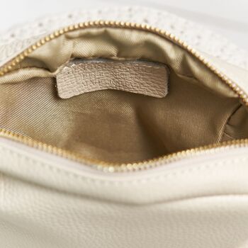 Cream Leather Crossbody Personalised Clutch Bag, 5 of 11
