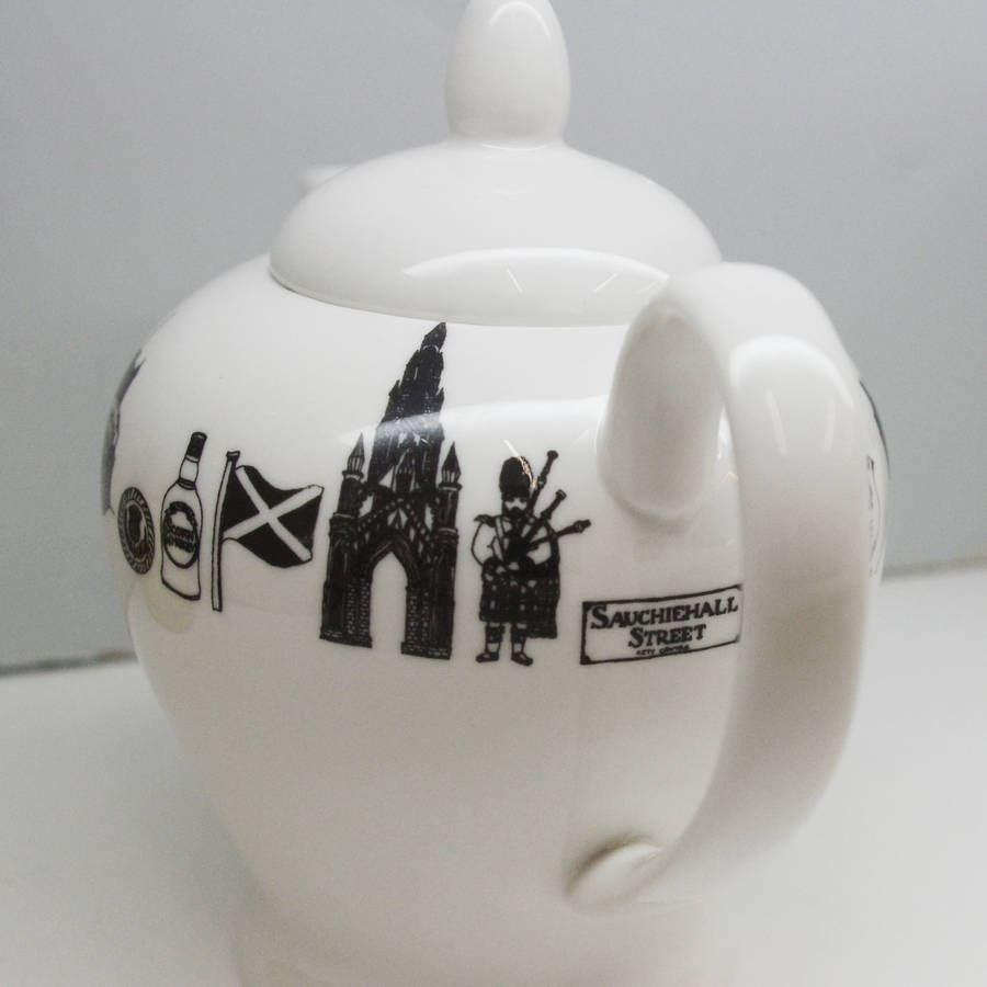 illustrated two cup scotland teapot by martha mitchell design