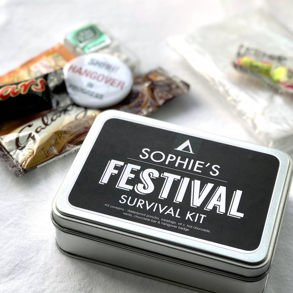 Personalised Festival Survival Tin With Hangover Kit, 1 of 7