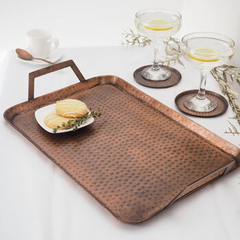 Antique Copper Serving Tray With Handles, 2 of 7
