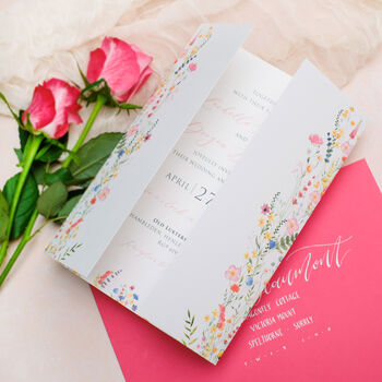 Wildflower Folded Wedding Invitation, 4 of 6