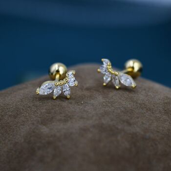 Marquise Cluster Cz Screwback Earrings, 2 of 12