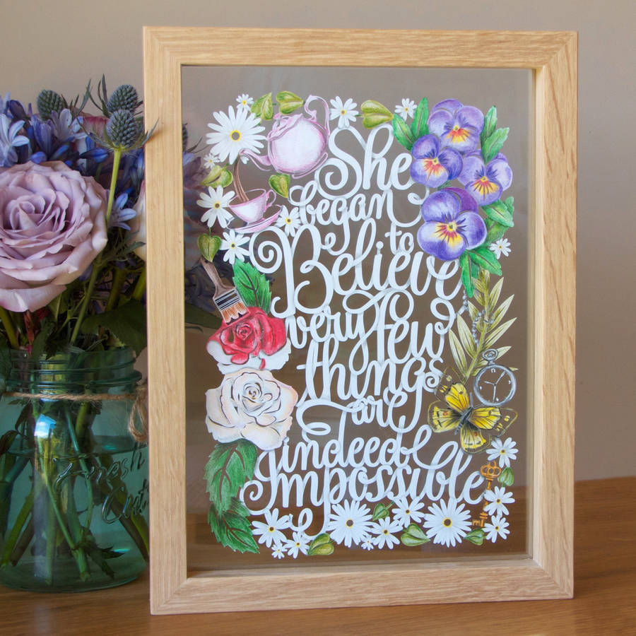 Alice In Wonderland Inspirational Quote Papercut By SAS Creative