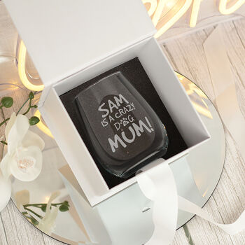 Crazy Dog Mum Stemless Wine Glass Gift Set, 7 of 8