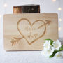 Heart And Arrow Personalised Wooden Chopping Board, thumbnail 1 of 7