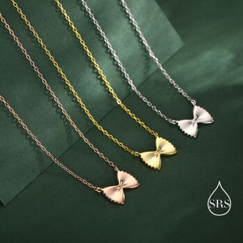 Sterling Silver Farfalle Pasta Shape Pendant Necklace, 2 of 12