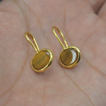 Tigers Eye Silver Drop Earrings, 4 of 8