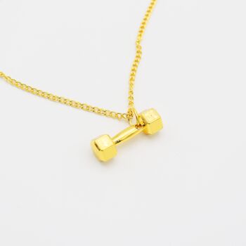 Personalised Gold Coloured Dumbbell Pendant Necklace, 4 of 5