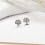 Sterling Silver And Gold Tiny Tree Stud Earring Pack, thumbnail 2 of 4
