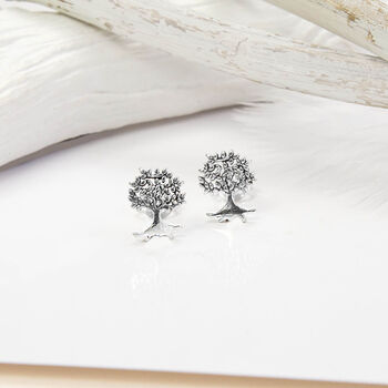 Sterling Silver And Gold Tiny Tree Stud Earring Pack, 2 of 4
