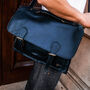 Personalised Navy Leather Classic Messenger, thumbnail 1 of 9