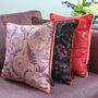 Poppy Coral Patterned Cotton Cushion, thumbnail 5 of 6