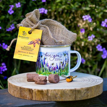 Personalised Enamel Lavender And Bee Mug, 4 of 4