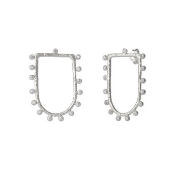 Sterling Silver Shield Crown Natural Textured Earrings, 6 of 6