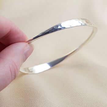 Personalised Hammered Sterling Silver Bangle, 6 of 10