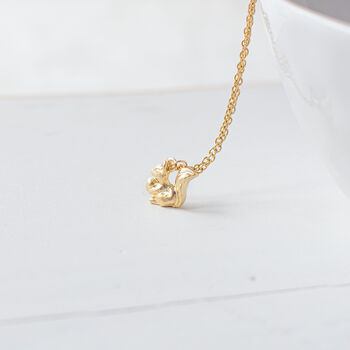 Tiny Gold Plated Squirrel Necklace, 7 of 9