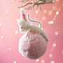 Felt Mouse Pink Pom Pom Bauble, thumbnail 2 of 3