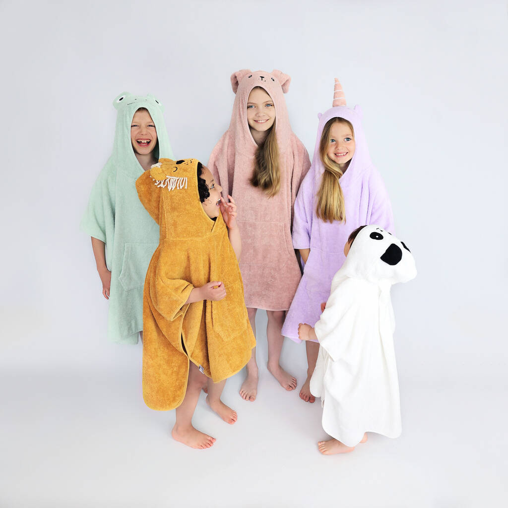 Alltops Kids Cotton Hooded Towel Cartoon Unicorn Dinosaur Bathrobe Bath Poncho Towel for Boys Girls 