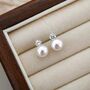 Kate Crystal White Ivory Pearl Drop Ball Gift Earrings, thumbnail 1 of 5