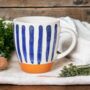 Ceramic Mug With White And Cobalt Blue Brush Stroke, thumbnail 1 of 6