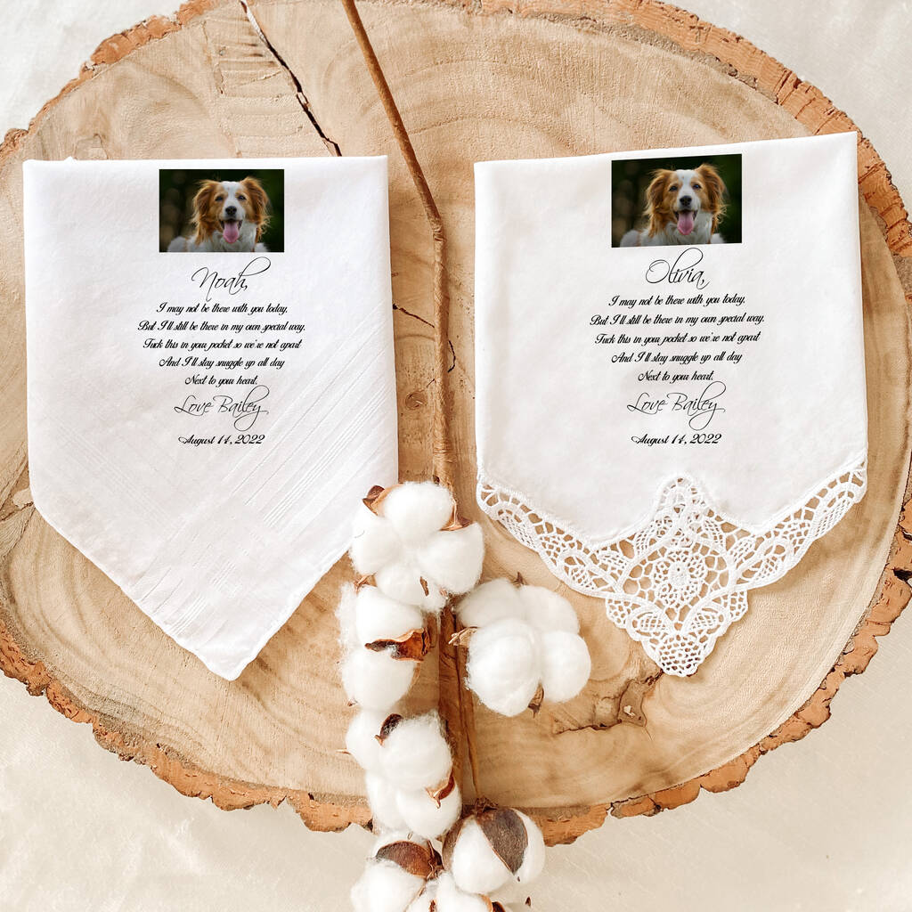 Wedding Handkerchief From Your Dog With Photo, 1 of 6