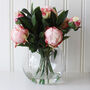 Artificial Pink Peony Arrangement In Globe Vase, thumbnail 1 of 5