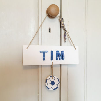 Personalised Name Sign Door Plaque With Football, 4 of 7