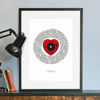 Personalised Love Song Lyrics Print By Yours For Keeps | notonthehighstreet.com