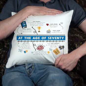 Personalised 70th Birthday Cushion Gift, 2 of 12