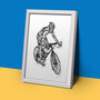 Cycling Rough Sketch Print, thumbnail 1 of 4