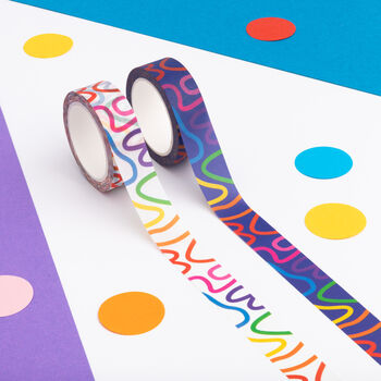 Rainbow Squiggles Pattern Decorative Washi Tape, 3 of 3