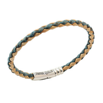 Mens Braided Cork Bracelet Personalised Steel Clasp, 4 of 8