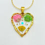 Heart Necklace With Colourful Gypsophila Flowers, thumbnail 1 of 9